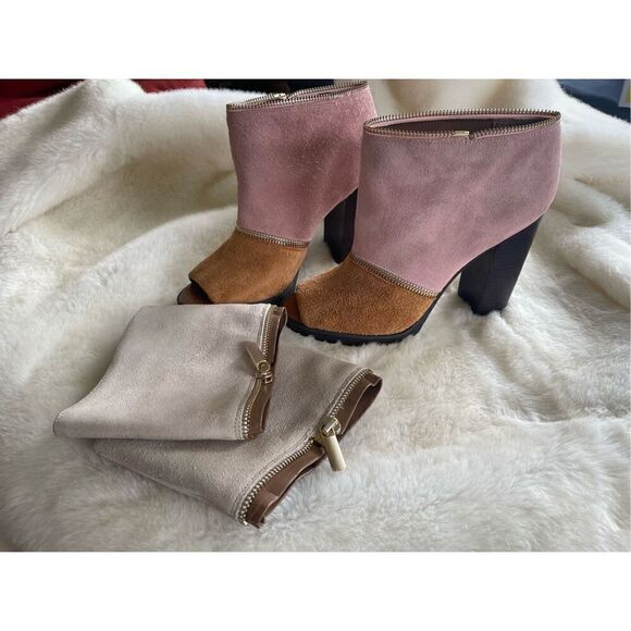 Katy Perry Evelyn Almond Suede Peep Mid-Calf Boot Sz 6.5 - Picture 11 of 11